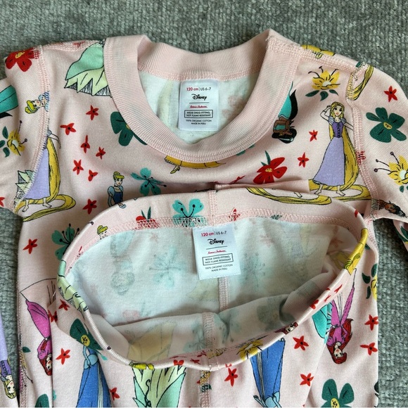 Hanna Andersson Disney Princess Long John Organic Cotton Pajamas Set, Size 6-7 - Picture 7 of 8